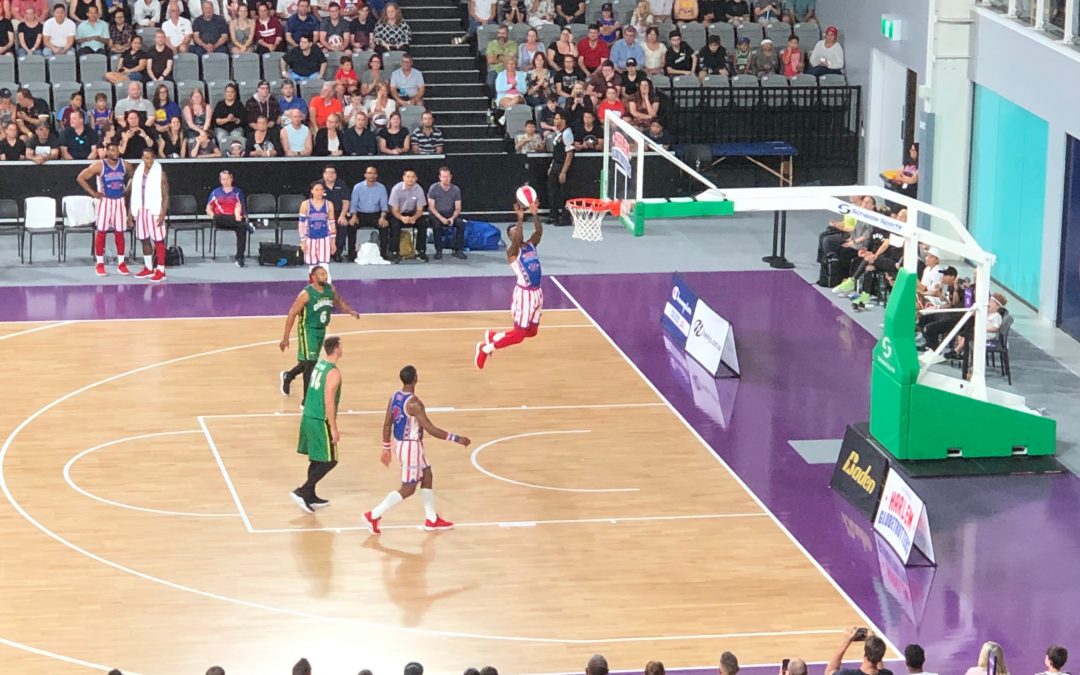 Great to see the Harlem Globetrotters in action last night on our basketball backstops from the 2018 Commonwealth Games!