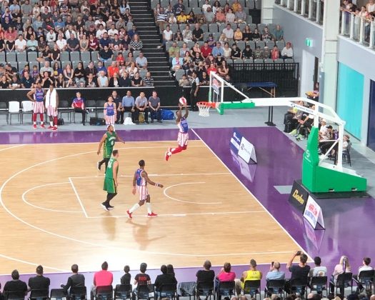 Great to see the Harlem Globetrotters in action last night on our basketball backstops from the 2018 Commonwealth Games!