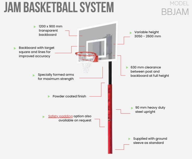BBJAM Outdoor Basketball Goal Diagram