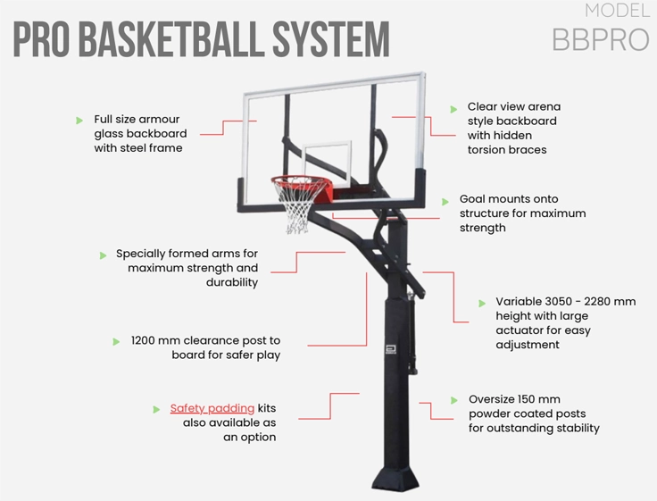 BBPRO Outdoor Basketball Goal Diagram